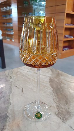 JOGO TAÇAS ÁGUA  CRISTAL IMPERATTORE BY  STRAUSS - COR AMARELO - CX 6 PÇS