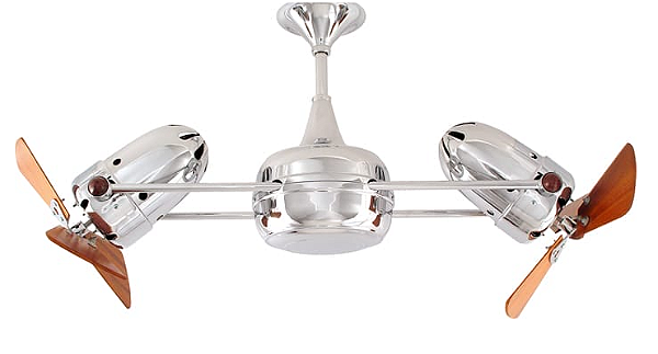 Ventilador De Teto Duplo Cromado Pas de Madeira 110/220v Gerbar DD cromado