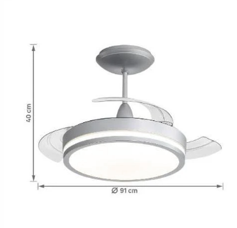 VENTILADOR Branco e Transparente LED Multicor C/ Ventilador 60W MLED