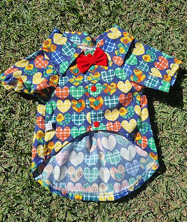 Camisa Caipira Pet Corações