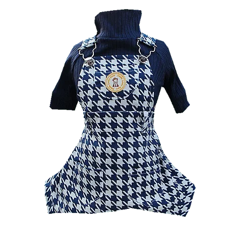 Jardineira Pied de Poule com blusinha canelada