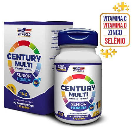Multivitaminico Century Multi Senior Homem 60 comprimidos - Vitgold  Vitamins - Loja Oficial