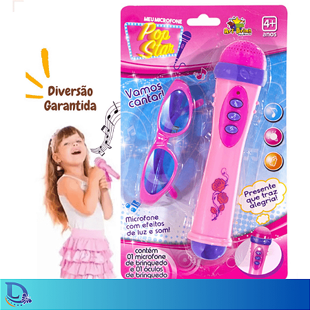 Microfone Infantil Com Óculos Luz E Som - Brinquedo Pop