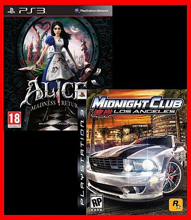 Combo: Midnight Club Los Angeles e Alice Madness Returns ps3 Mídia digital