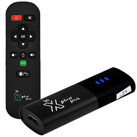 Receptor X Plus Stick 4K Ultra HD IPTV com 8GB eMMC + 1GB RAM - Preto