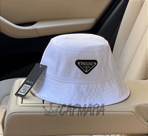 Bucket Hat Prada Classic Re-Nylon White - CAPMAFIA SUPPLY