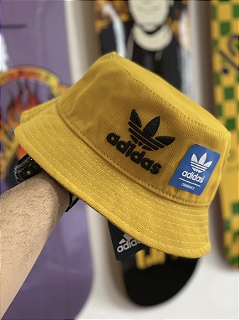Bucket Hat Adidas Classics 3 Stripes Yellow Mustard & Black