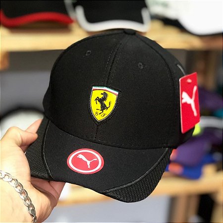 Cap Puma Scuderia Ferrari Black Aba Curva