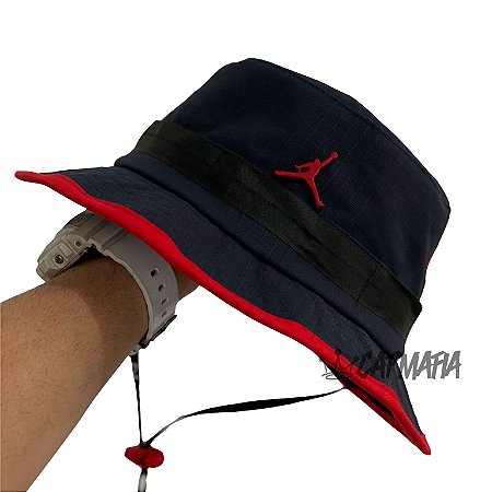Chapéu Bucket Hat Jordan Brand Jumpman Azul Escuro e Vermelho - CAPMAFIA  SUPPLY ⚡️ @CAPMAFIA011 | Os melhores Buckets e Bonés do Brasil