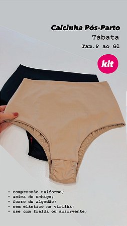 KIT 2 CALCINHAS TÁBATA Pós- Parto CINTURA EXTRA ALTA- MÉDIA COMPRESSÃO