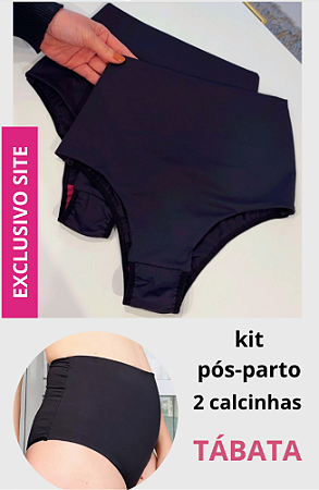 KIT 2 CALCINHAS ÓRTESE TÁBATA Pós- Parto EXTRA ALTA- MÉDIA COMPRESSÃO-PRETO