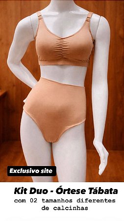KIT DUO VERSÁTIL - 2 CALCINHAS ÓRTESE PÓS-PARTO (TAMANHOS DIFERENTES)-BEGE