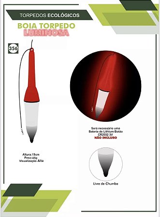 BOIA JR PESCA TORPEDO - LUMINOSA ECOLÓGICA 45g 356