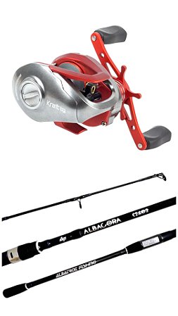 Kit Tamba Carretilha Krait Bg Silver + Vara Albacora C 2,40