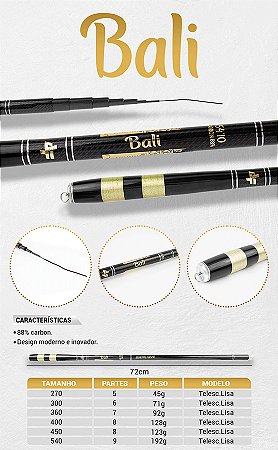 Vara Telescópica Bali - 88% Carbono Albatroz Fishing
