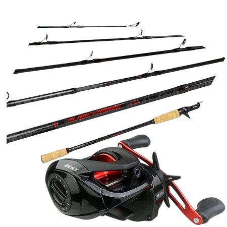 Kit Pesca Esportiva Vara Blade Carbon 2,40m 50lbs + Carretilha Zest Torment 200