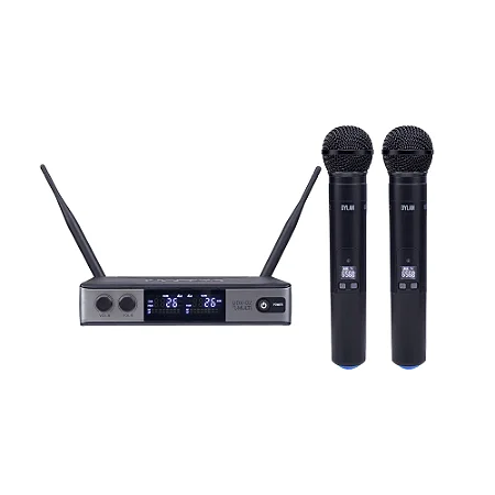 Microfone sem fio duplo mão UHF DYLAN UDX-02 MULTI Multi-frequência