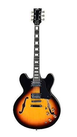 Guitarra Shelter SWF Semiacústica Corpo Maple, Escala Purple Heart, Captação Wilkinson HH, Sunburst