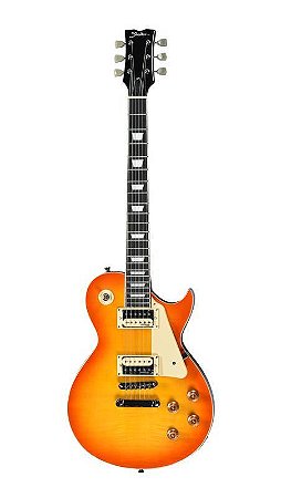 Guitarra Shelter S100FW Les Paul Corpo Mogno, Tampo Flamed Maple, Captação Wilkinson HH, Honey Sunburst