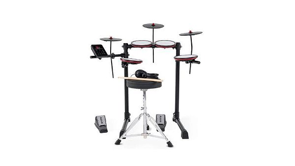 Kit Bateria Eletrônica Alesis TurboMax 7 Peças USB-MIDI 12 Kits Banco, Fone e Baquetas
