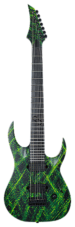 Guitarra 7 cordas Solar A2.7CLN Canibalismo Black Lemon Neon