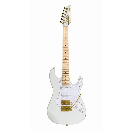 GUITARRA SEIZI KATANA MUSASHI HSS LTD ED GOLD WHITE MAPLE MATCHING HEADSTOCK