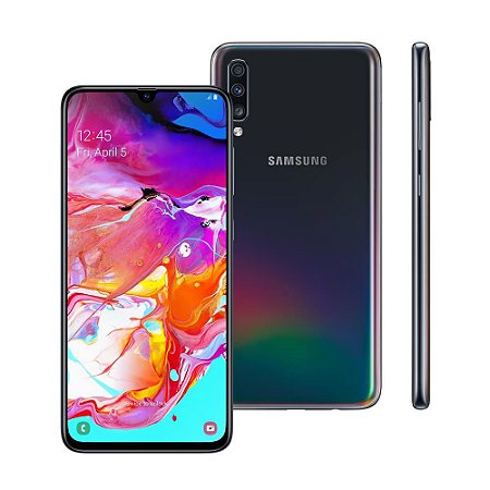 SMARTPHONE SAMSUNG GALAXY A70 128GB DUAL CHIP ANDROID 9.0 TELA 6.7" OCTA-CORE 4G CÂMERA TRIPLA 32MP + 5MP + 8MP (UW) - PRETO