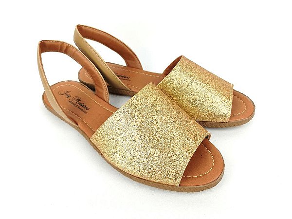 Sandália Rasteira Avarca Dourada Glitter - 3 Pares por 99,90 - Josy Medeiros