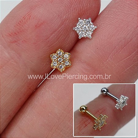 MICROBELL RETO PRATA 925 FLOR CHEINHA ZIRCÔNIAS