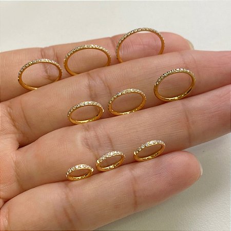 ARGOLA AÇO BASIC ZIRCÔNIAS CLICKER