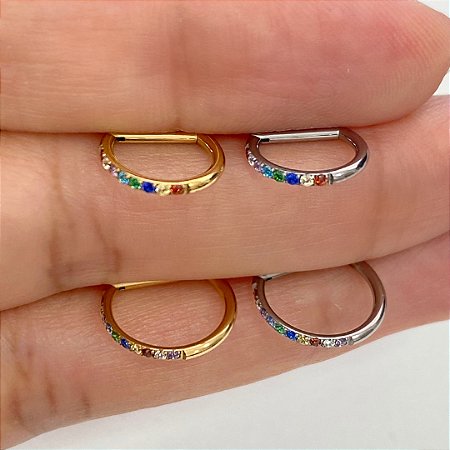 ARGOLA TITÂNIO CONFORT ZIRCÔNIAS COLORS