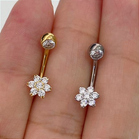 Piercing Nariz em U - Flor de Cristais Rosas é na ALARGS