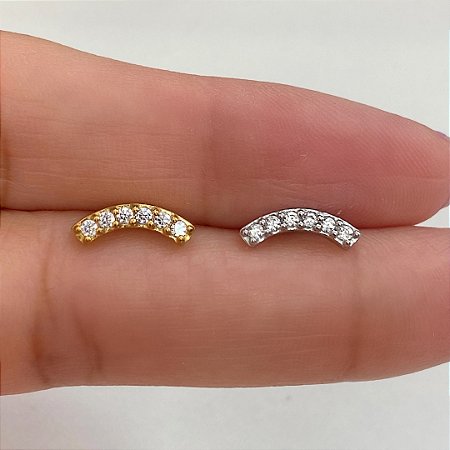 LABRET AÇO BARRINHA CURVA ZIRCÔNIAS