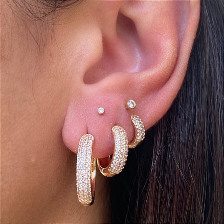 CONJUNTO DE ARGOLINHAS ZIRCÔNIAS