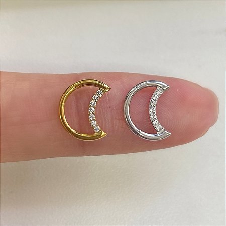 ARGOLA AÇO LUA CRISTAIS CLICKER