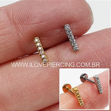 LABRET AÇO BARRINHA 6 ZIRCÔNIAS