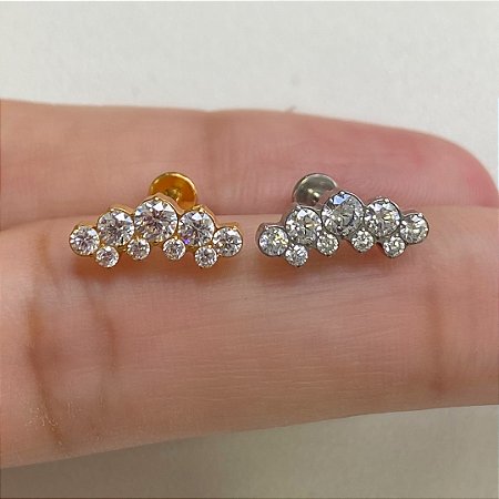 LABRET TITÂNIO CASCATA THEN ZIRCÔNIAS
