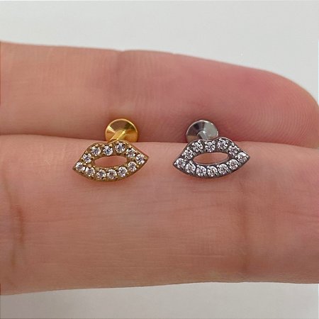 LABRET TITÂNIO BOCA ZIRCÔNIAS