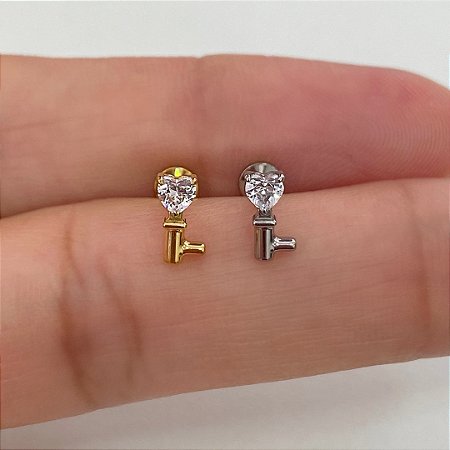 LABRET TITÂNIO CHAVE ZIRCÔNIA