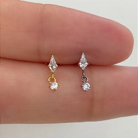 LABRET TITÂNIO LOSANGO PINGENTE ZIRCÔNIA