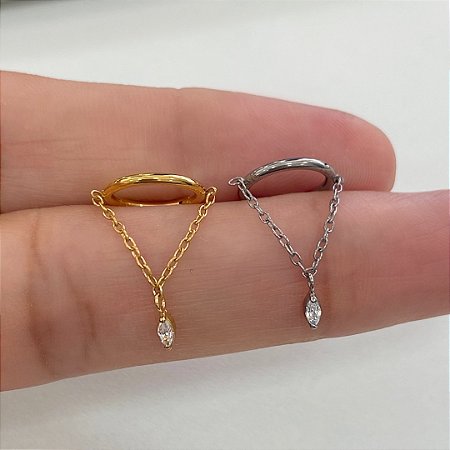 ARGOLA TITÂNIO CORRENTINHA PINGENTE OVAL