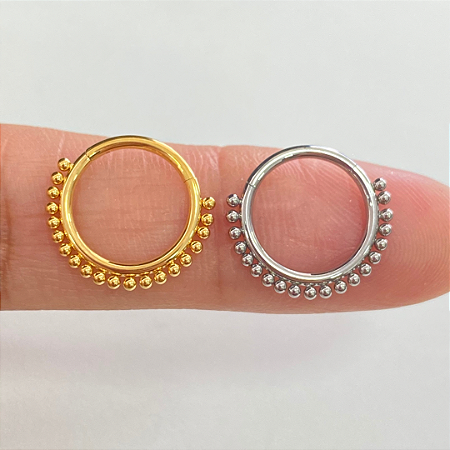 ARGOLA TITÂNIO BOLINHAS CLICKER