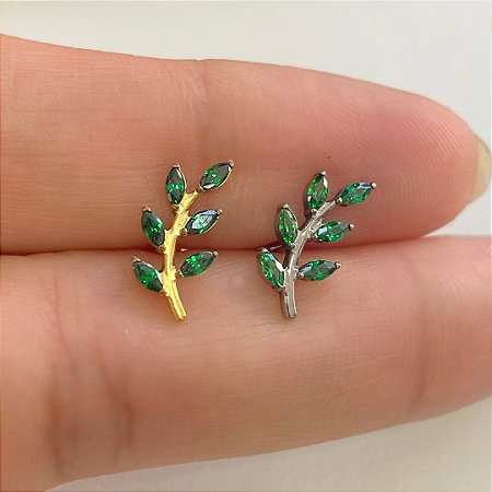 LABRET TITÂNIO FOLHINHAS VERDES ZIRCÔNIAS
