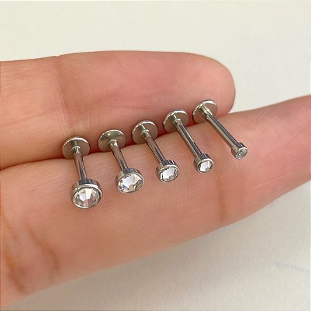 LABRET AÇO CRISTAL FLAT