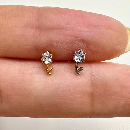 LABRET TITÂNIO AUSTRALIANO PUSH PIN ROSINHA ZIRCÔNIA