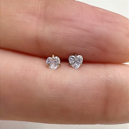 LABRET AÇO CORAÇÃO ZIRCÔNIA PUSH PIN GARRINHA