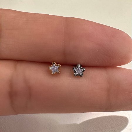 LABRET TITÂNIO ESTRELINHA MOLDURA ZIRCÔNIA