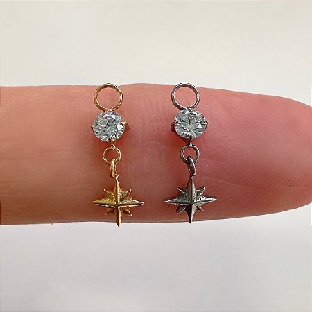 PINGENTE TITÂNIO ESTRELA CADENTE ZIRCÔNIA