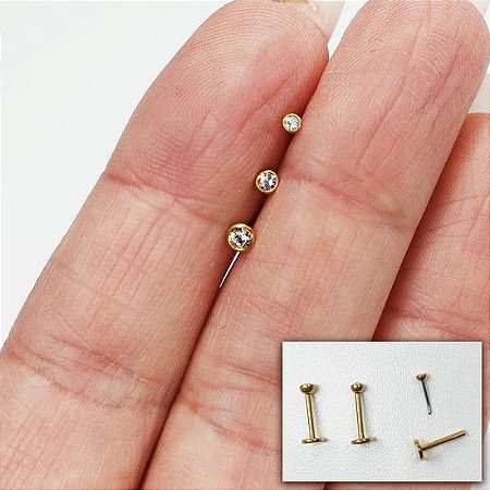 LABRET AÇO REVOLUTION PVD DOURADO PUSH PIN