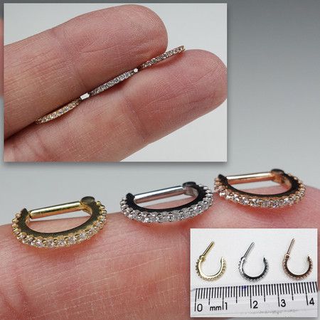 Piercing Orelha Hélix Cravejado (Pressão) UNIDADE Folheado a Ouro 18k